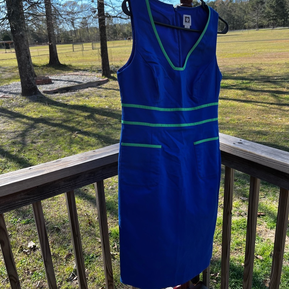 Royal blue with green trim Anne Klein dress size 10.